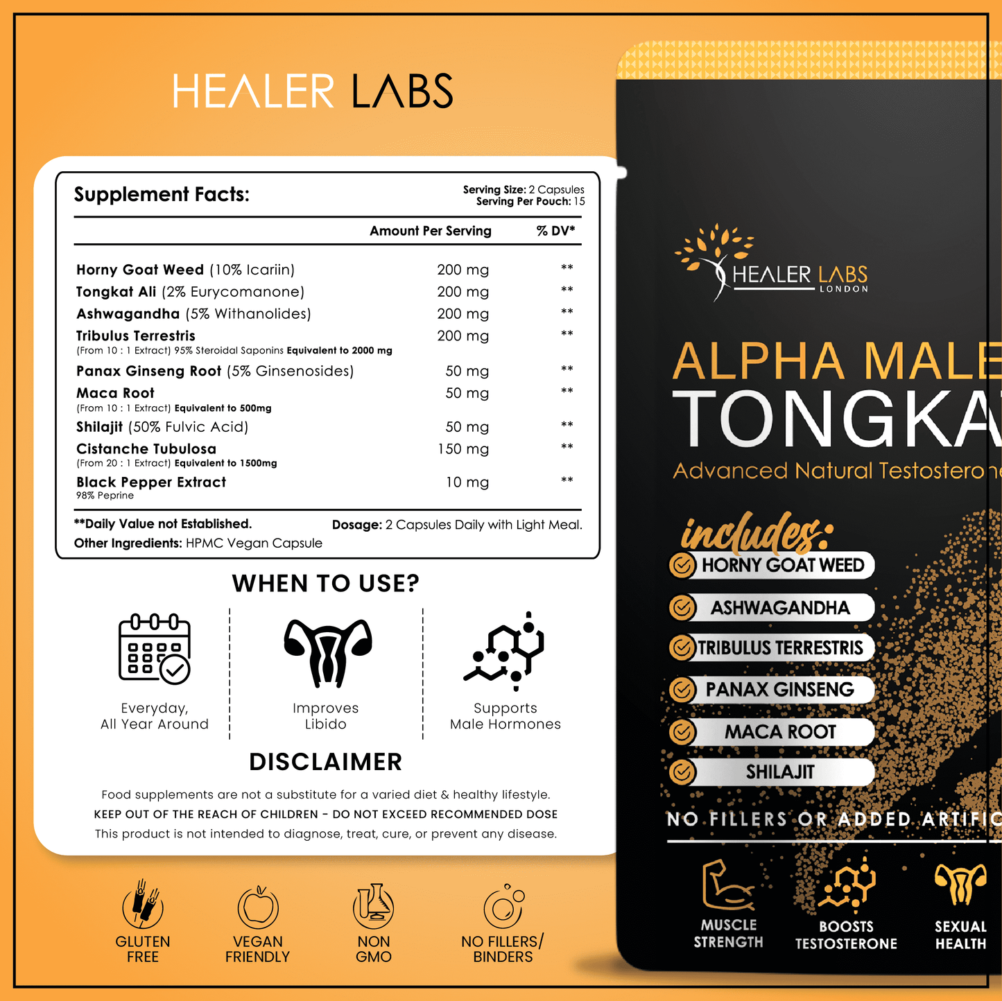 Tongkat Ali Plus Ashwagandha, Shilajit, Tribulus Terrestris, Maca & Ginseng.